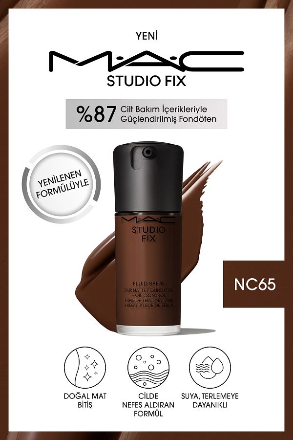 M.A.C-Matte Foundation Lasting up to 24 Hours - Studio Fix Fluid Spf15 - Color: Nc65 - 30ml 1