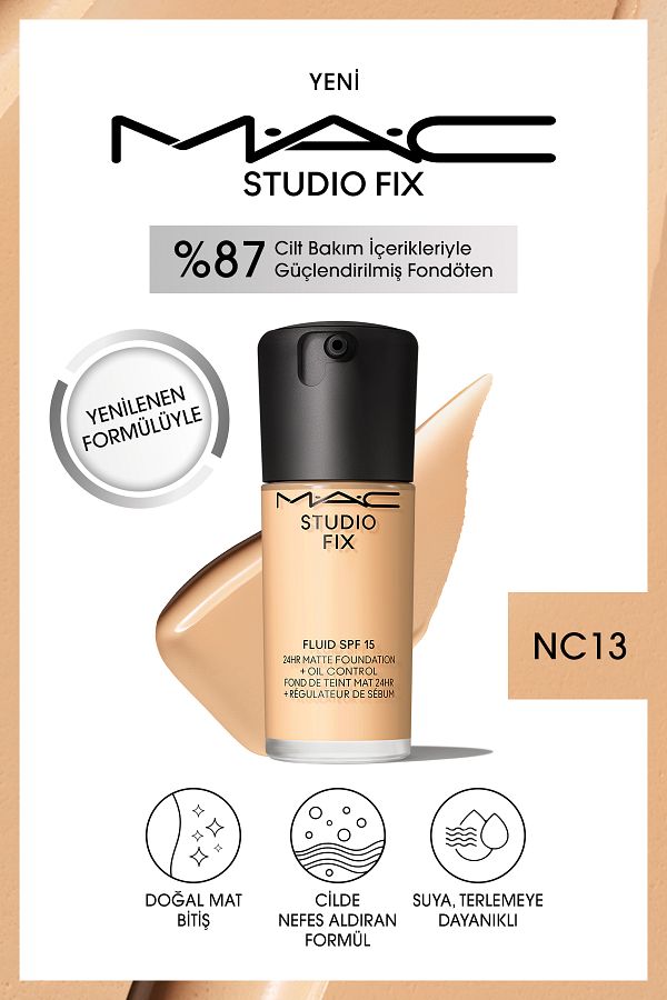 M.A.C-Matte Foundation Lasting up to 24 Hours - Studio Fix Fluid Spf15 - Color: Nc13 - 30ml 1