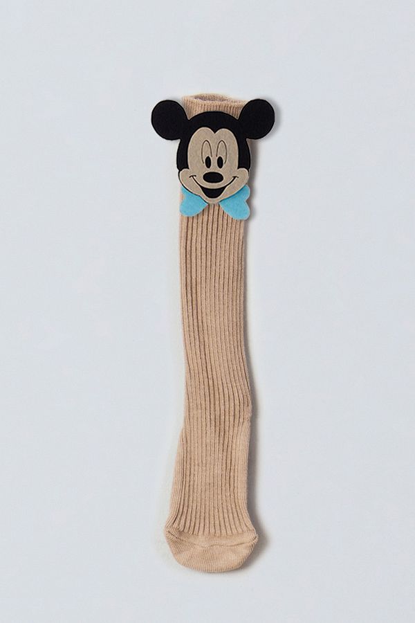 ADABEBEK-Blue Mickey Felt Baby Knee Socks with Bow Tie 1