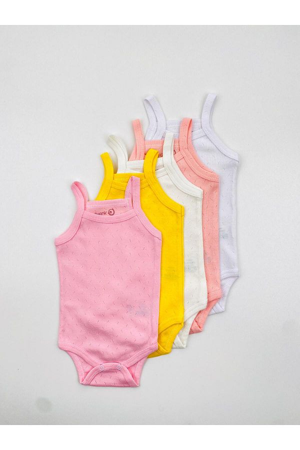 EFU BABY-5-Piece Rope Strap Jacquard Cotton Baby Girl Athlete Bodysuit 1