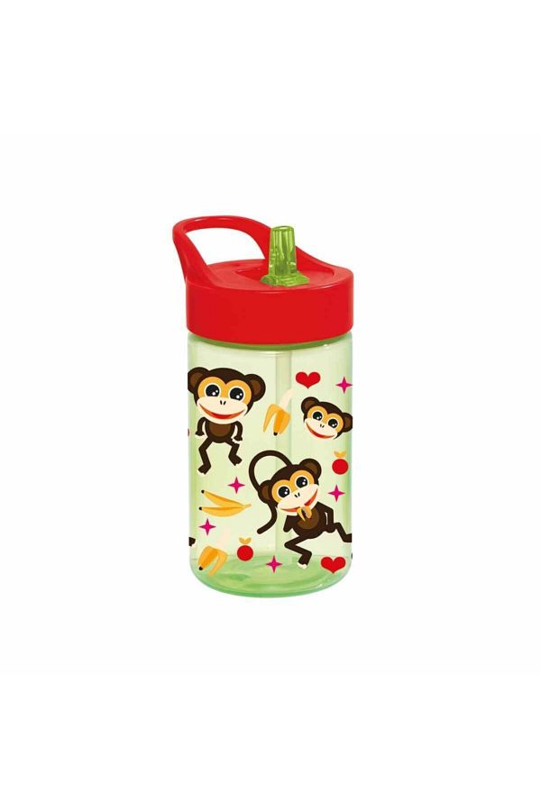 Herevin-Patterned Flask with Straw - Water Bottle 430 Cc Pp Monkey 161805-005 1