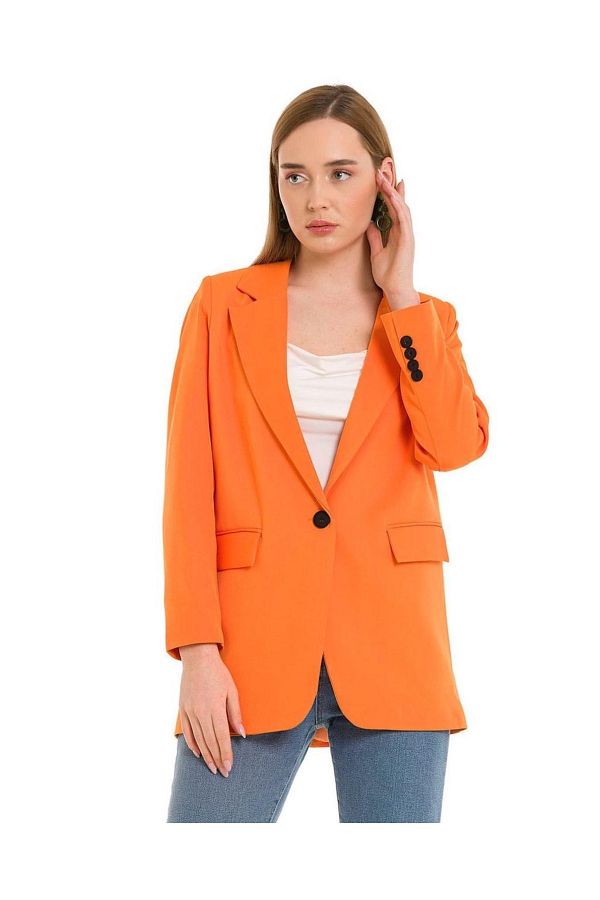 Cardella-Jachetă de culoare portocalie cu un singur nasture, cu potrivire mare 1