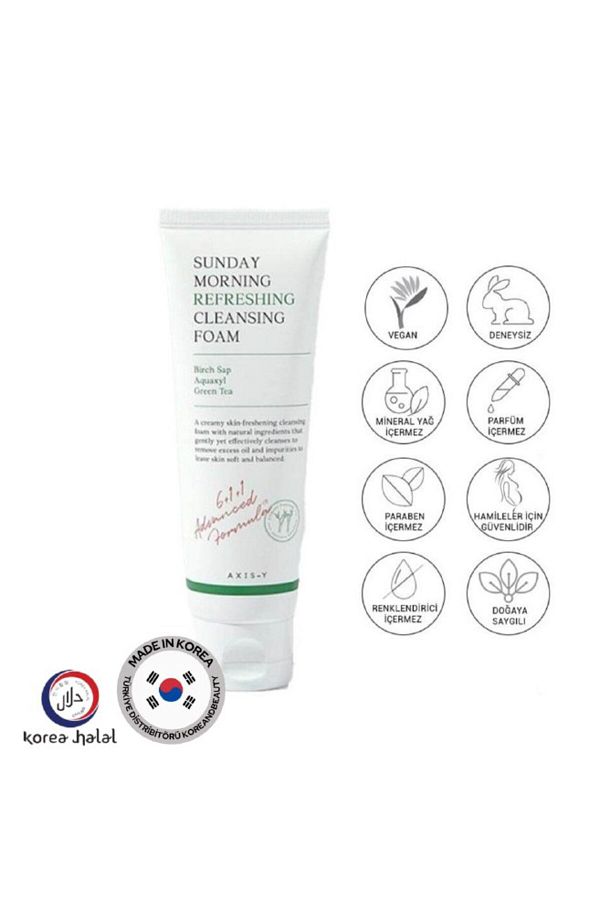 AXIS-Y-Sunday Morning Refreshing Cleansing Foam 120ml- Ph 5.5 Centella Asiatica - Facial Cleansing Gel 1
