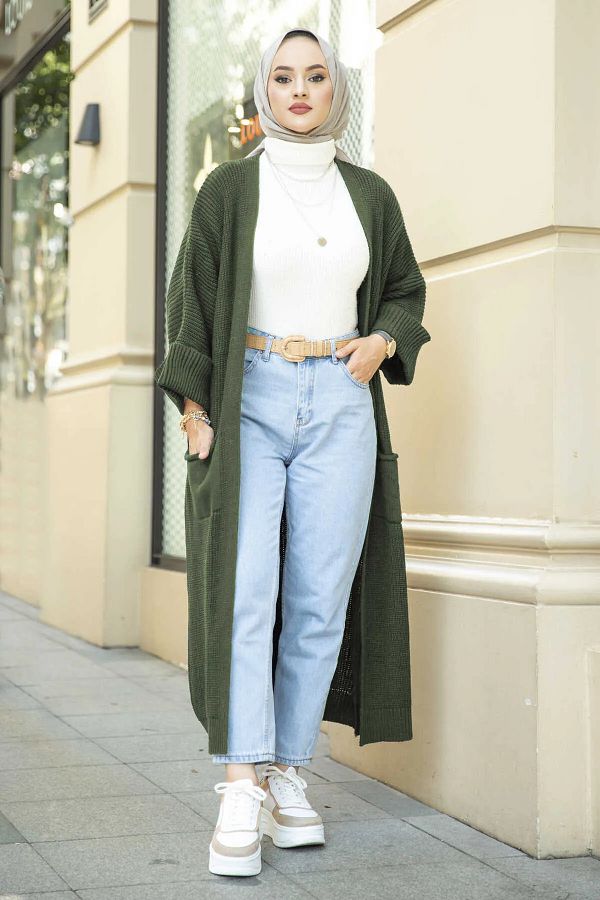Shineofb Women s Knitwear Hijab Cardigan Casual Stylish Model Trendyol