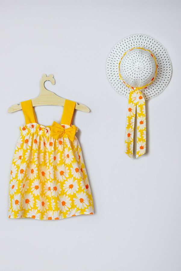 ADABEBEK Yeni Sezon Kurdelalı Fiyonklu Çiçekli Elbise