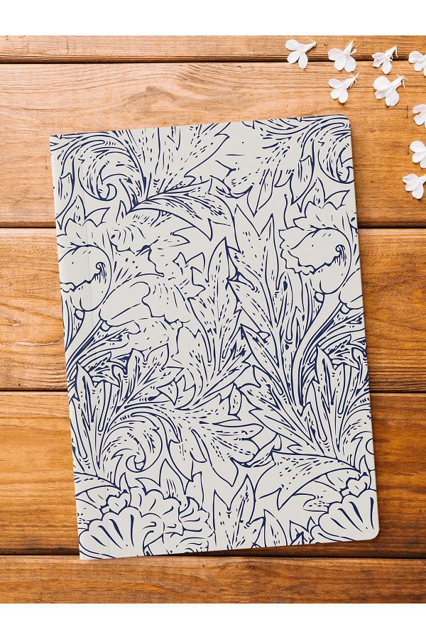 Postifull-Unlined Notebook, Blue Boho Pattern Notebook, Notepad, Intellect and Memory Notebook, 64 Pages, 14*21cm 1