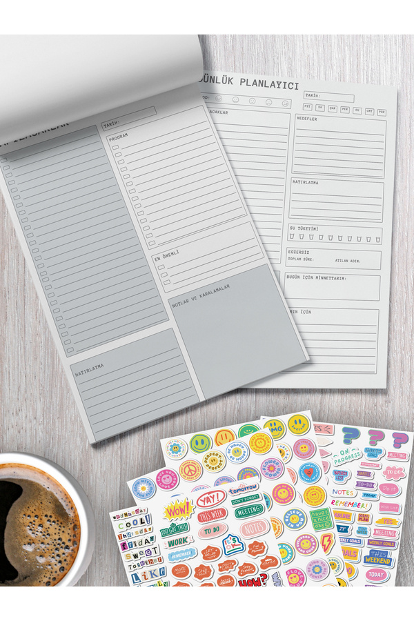 Postifull-Planner Set - Notepad Planner Set - Notebook Set with 260 Stickers - 2 Pieces, 15*21cm 1