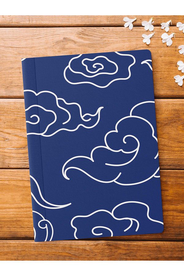 Postifull-Unlined Notebook, Blue and Patterned Notebook, Notepad, Intellect and Memory Notebook, 64 Pages, 14*21cm 1
