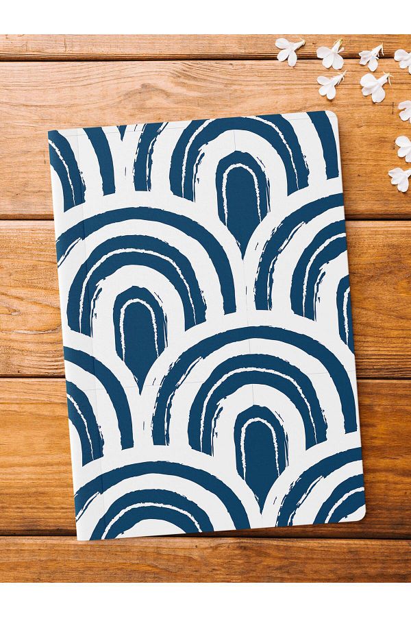 Postifull-Unlined Notebook, Blue Boho Pattern Notebook, Notepad, Intellect and Memory Notebook, 64 Pages, 14*21cm 1