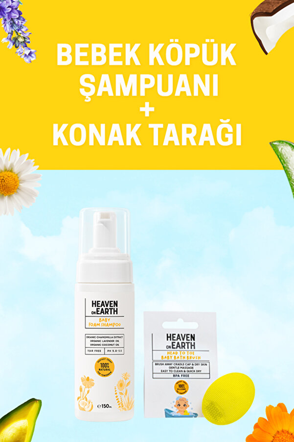 Heaven on Earth Bebek Konak Seti %100 Doğal Bebek Köpük Şampuanı Ve Bpa Içermeyen Silikon Konak Tarağı
