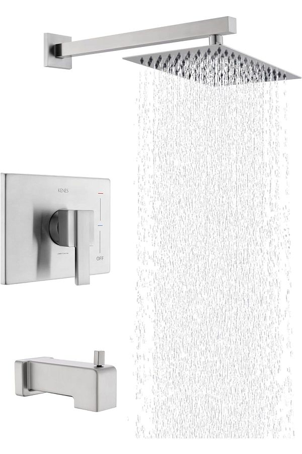 KENES-Nickel Brushed Bathtub and Shower Frame Set - The Perfect Solution for Luxurious and Efficient Shower Experience 1