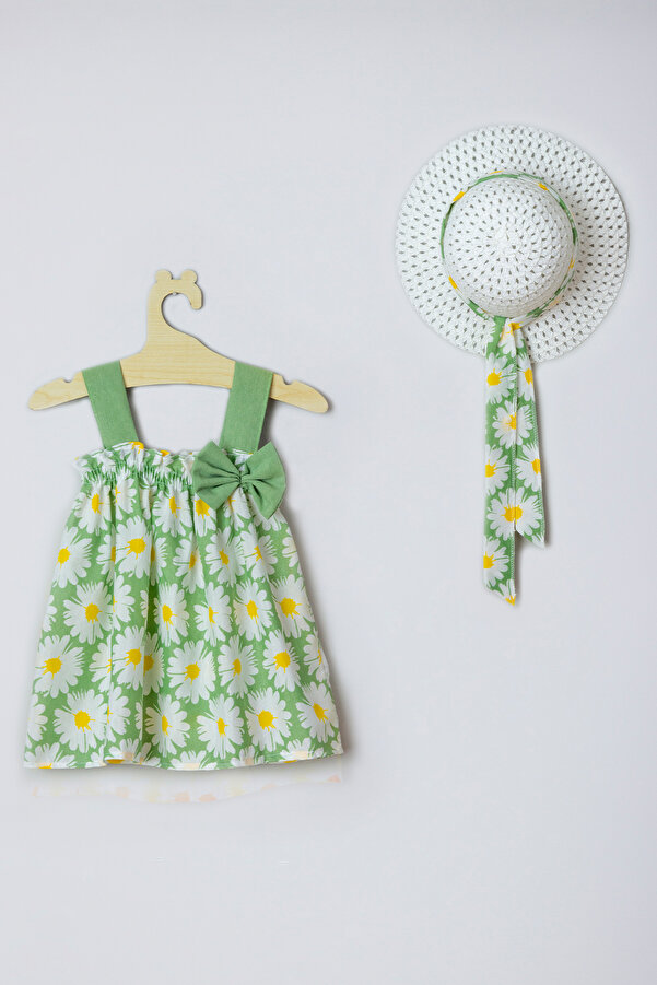 ADABEBEK Yeni Sezon Kurdelalı Fiyonklu Çiçekli Elbise