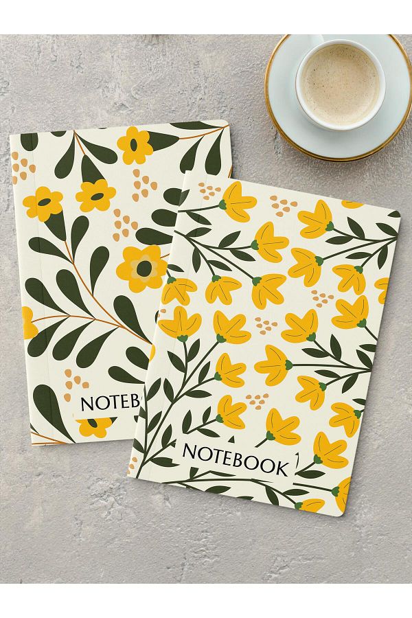 Postifull-Unlined Notebook Set, 2 Pieces Vintage Patterned Notebook, Notepad, Memory Book, 64 Pages Medium Size 1