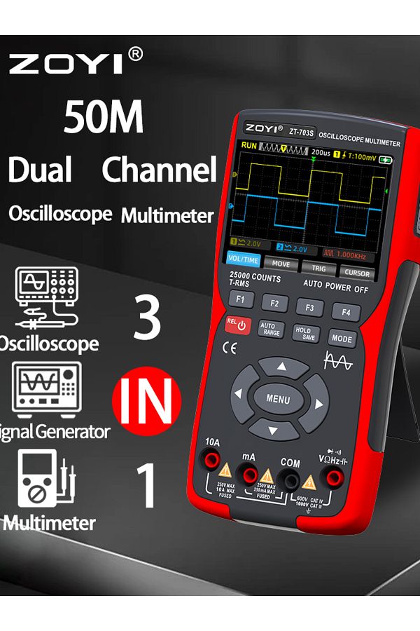 ZOYI-ZT-703S 3-in-1 Oscilloscope Multimeter 3.5 Inch IPS Display 25000 Counts 1
