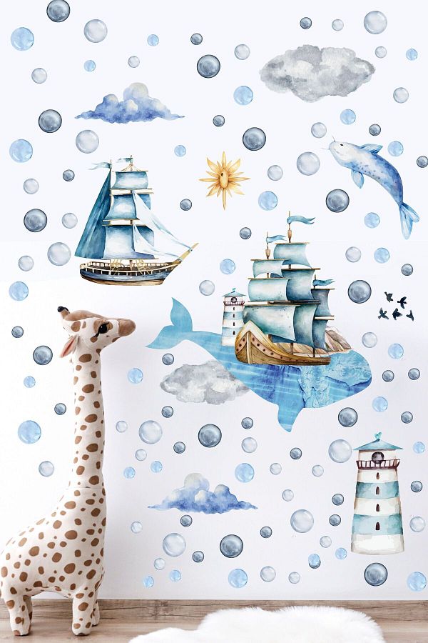 Postifull-Kids Room Sticker Set, Ocean Themed Kids Room Wall Decor, Baby Room Wall Sticker 1