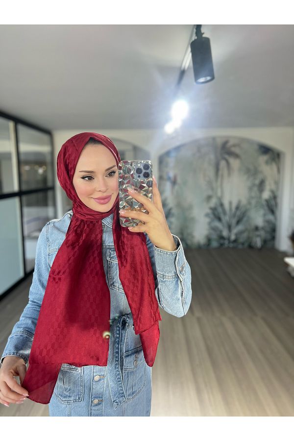 VALORSCARF-Jaakr Shawl - Deep Wine Qozalıpeksi Patterned 1