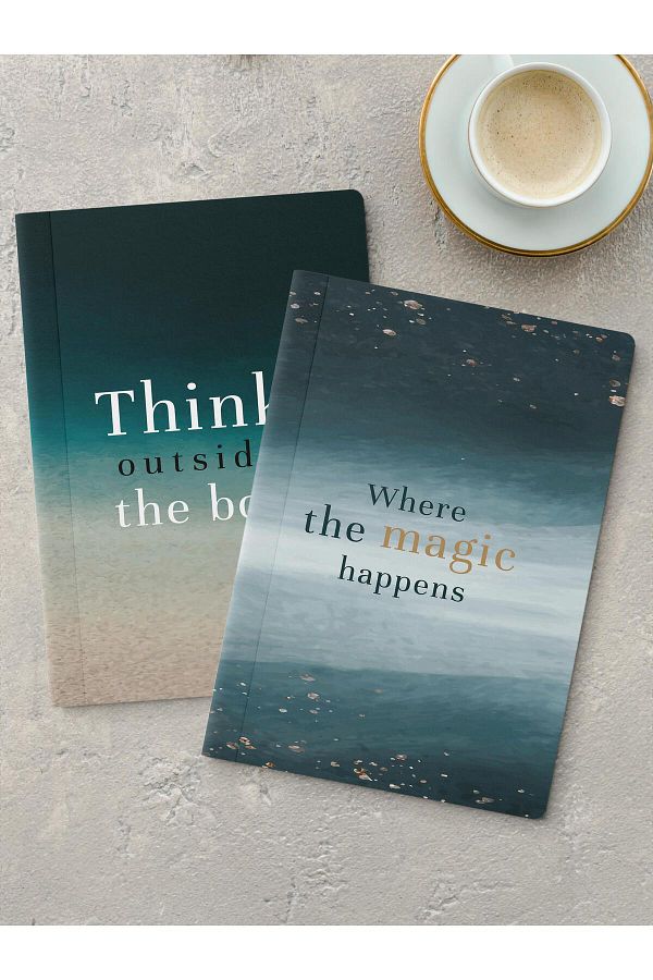 Postifull-Unlined Notebook Set, 2 Pieces of Motivational Patterned Notebook, Notepad, Memory Book, 64 Pages 1