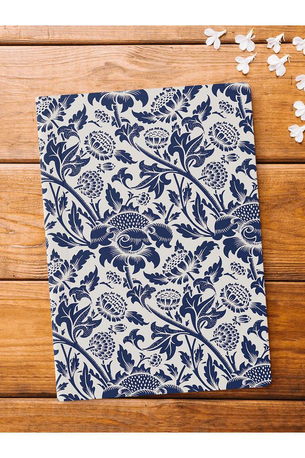 Postifull-Unlined Notebook, Blue Boho Pattern Notebook, Notepad, Intellect and Memory Notebook, 64 Pages, 14*21cm 1