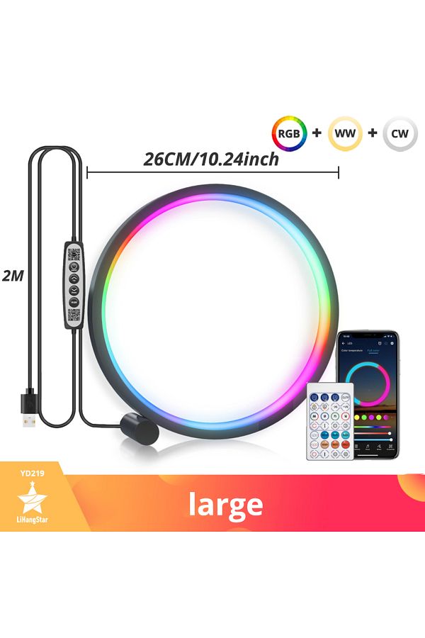 LiHangStar-Smart LED Night Light RGB Desktop Atmosphere Desk Lamp Bluetooth APP Control Suitable for Game Ro... 1