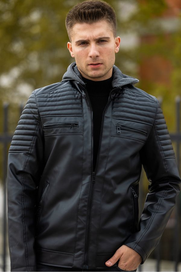 Slim fit leather jacket on sale