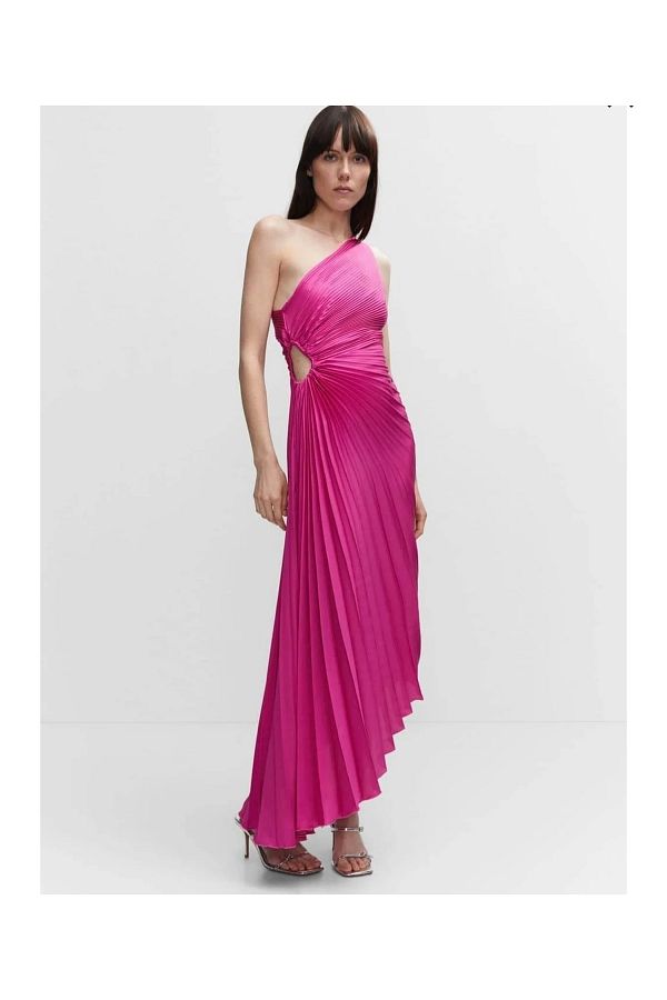 MANGO Asymmetric Cut Pleated Dress Trendyol
