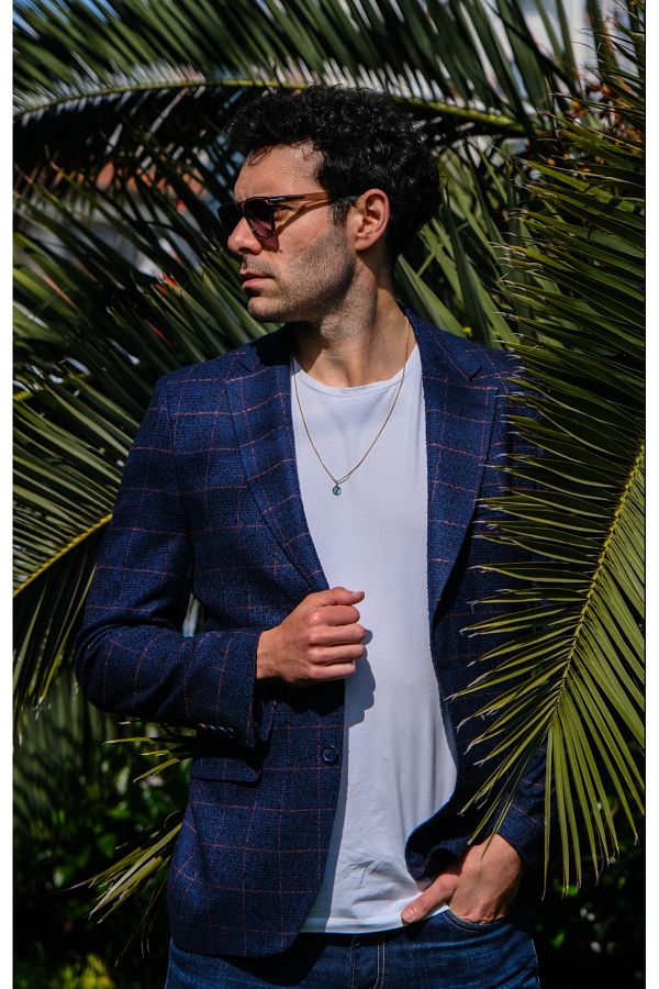 Navy blue casual blazer deals