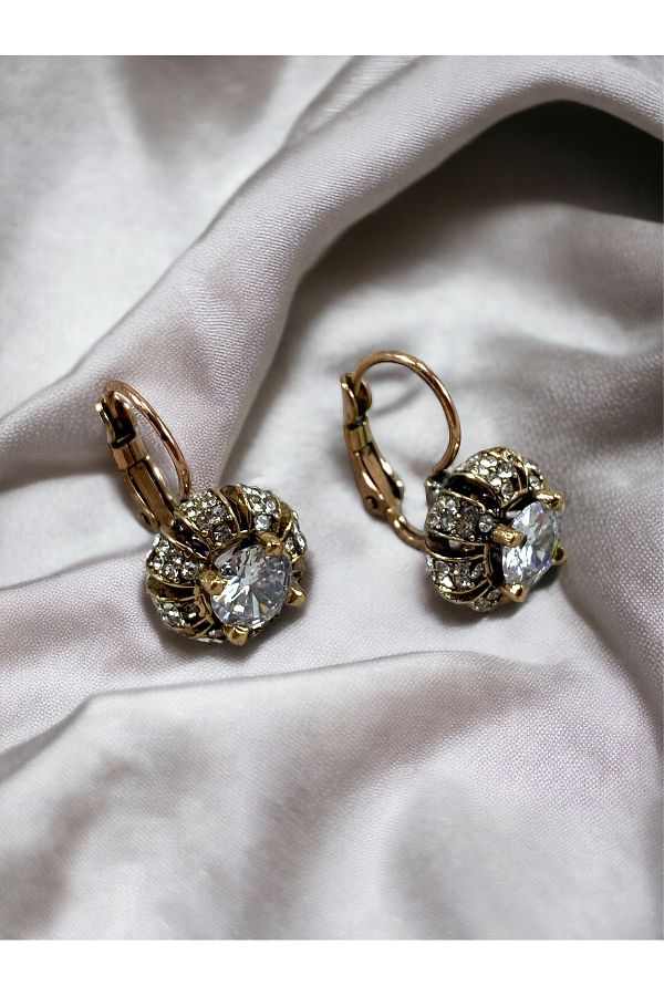 FAYRA ACCESSORIES Swarovski Jewelled Diamond Mounted Earrings Trendyol