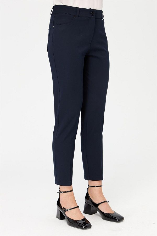 Esswaap-Pantaloni cu cinci buzunare bleumarin 1