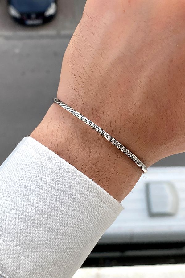 Men's luxury silver bracelet clearance