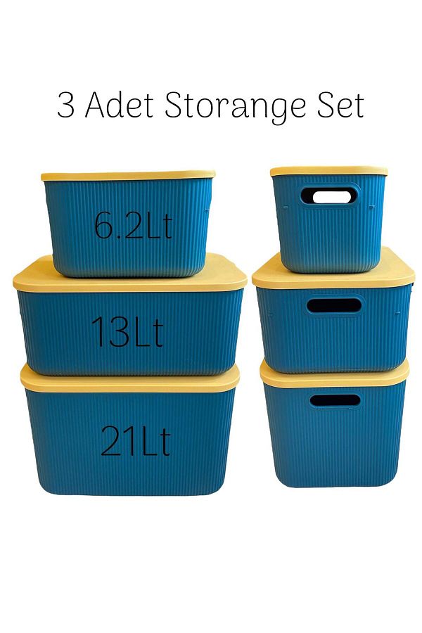 Bayev-Σετ 3 μεγεθών Πράσινο 6,2 - 13 - 21 Lt Storage Multi-Purpose Closet Organizer, Storage Box 1