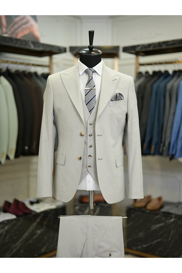 LONATOLİA Men's Suit Swallow Collar Italian Style Slim Fit Jacket Vest Pants