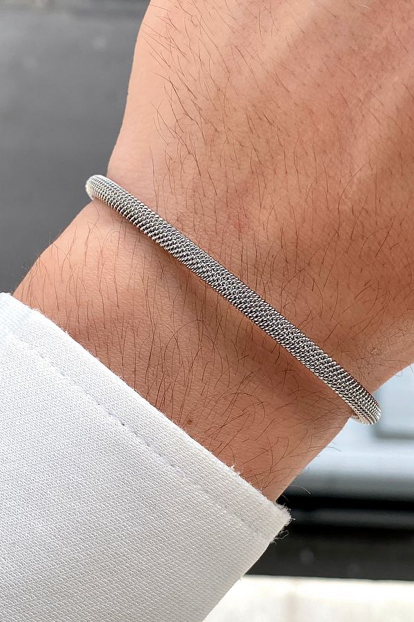 Men's luxury silver bracelet on sale