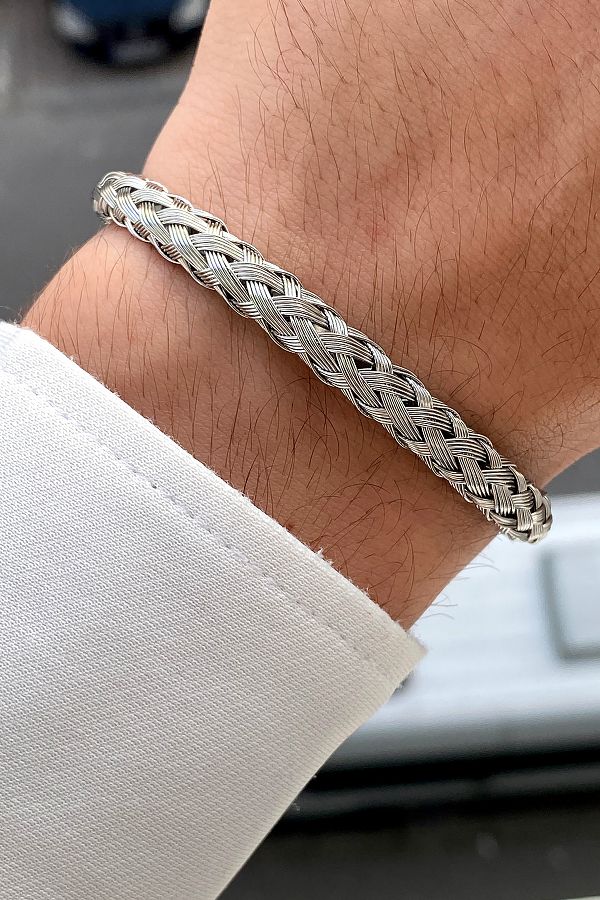 TAKIPORT Men s Luxury Bracelet Silver Twist Trendyol