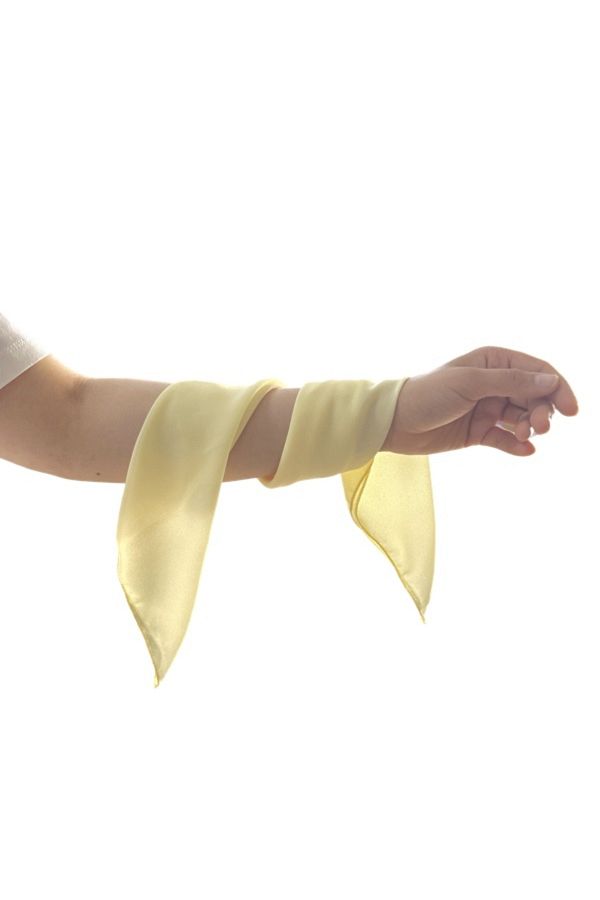 MAZEN-Lemon Yellow Plain Chiffon Scarf Multi-Purpose Accessory 45X45 1