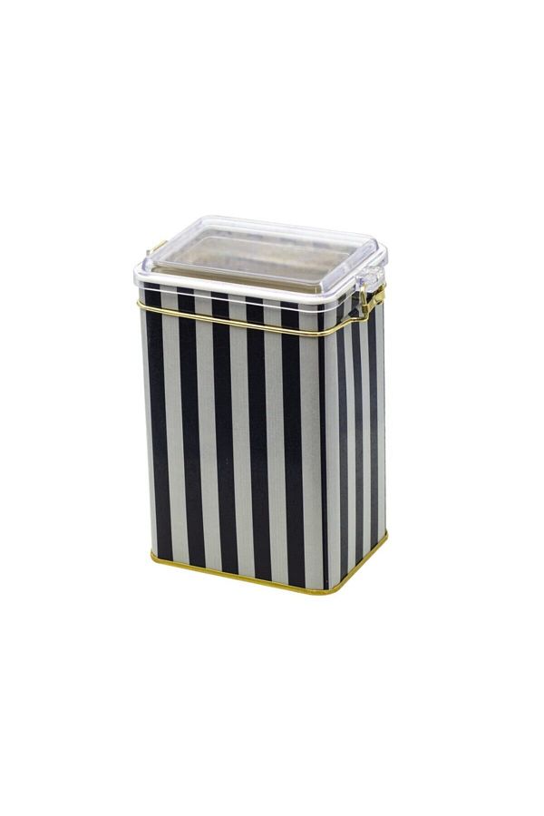 EVLE-Ef043-l8 Line Black (DİKEY) Patterned Rectangular Metal Storage Container 8x10 Cm 1