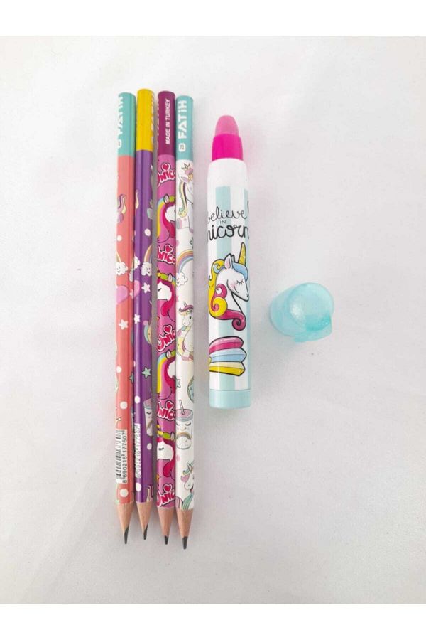 Fatih-4 Pieces Unicorn Pencil Eraser Set 1