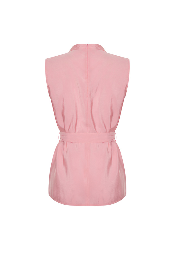 Trendyol Collection Pink Belted Sleeveless Woven Blouse