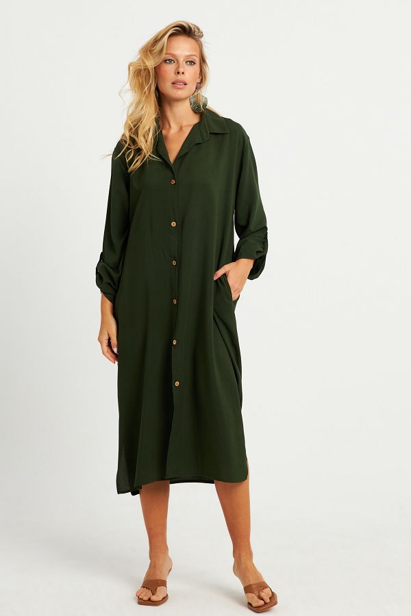 Cool & Sexy-Women's Khaki Shirt Dress LV178 1