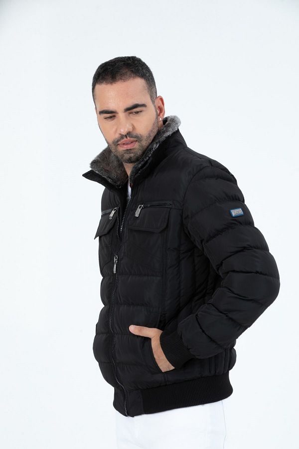 G FOX Men s Short Hoodless Padded Wind Resistant Classic Puffer Jacket 9098 Trendyol