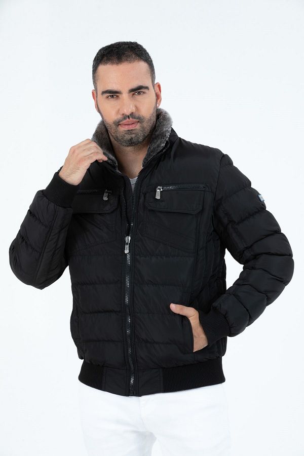 G FOX Men s Short Hoodless Padded Wind Resistant Classic Puffer Jacket 9098 Trendyol