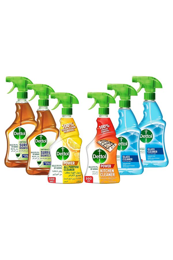 Dettol-Trigger Spray (Antiseptic, Glass Cleaner, All Purpose Cleaner & Kitchen Cleaner) Pack of 6 1