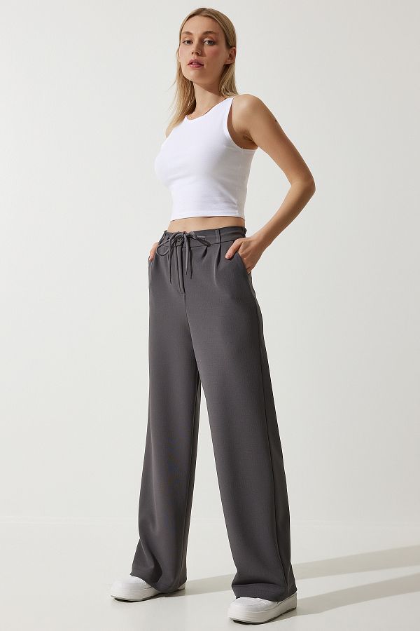 Happiness İstanbul-Women's Anthracite Wide Leg Sweatpants RV00193 1