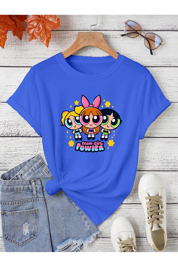 PENTH LUS team girl power powerpuff girls printed T shirt plus size Trendyol