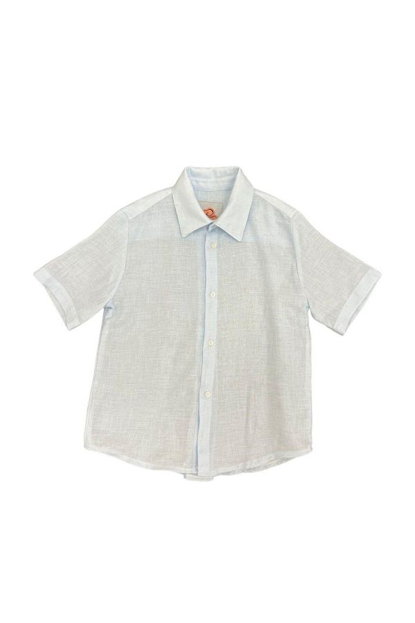 Hulm-Baby Blue Basic Linen Shirt 1