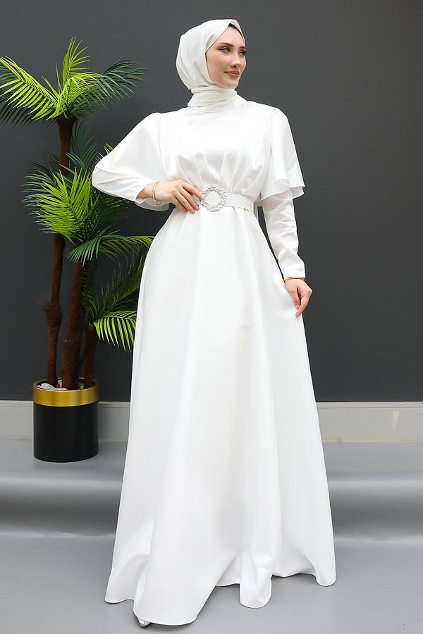 G Z AG Y M Butterfly Hijab Dress White Trendyol