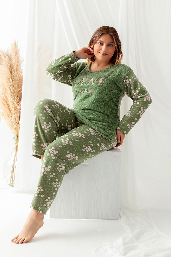 Nisanca Plush Fleece Pajama Set Winter Plus Size Women s Pajamas Trendyol
