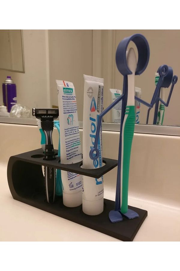 Figürlab-Black Toothbrush Holder Toothpaste Stand Holder 1