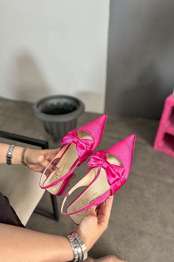 SHOEBELLAS-Balerini Carlye Fuchsia pentru damă - Detaliat fundă 1