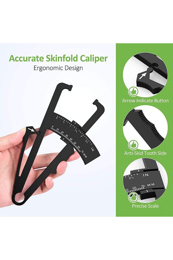 LPPCOLTD-Body Fat Caliper Fat Measure Clipper Combo with Body Fat Percentage Measure Chart Measuring Body ... 1