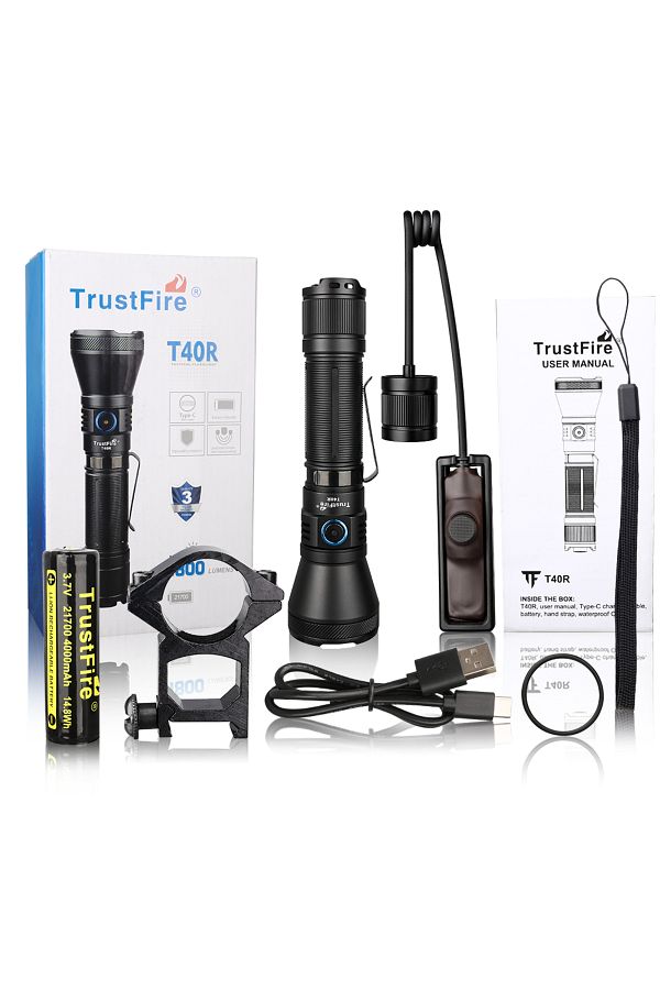TrustFire-T40R Tactical Rechargeable lamp 1800Lumen 550Meter Beam Range Led Flashlight with Usb C... 1
